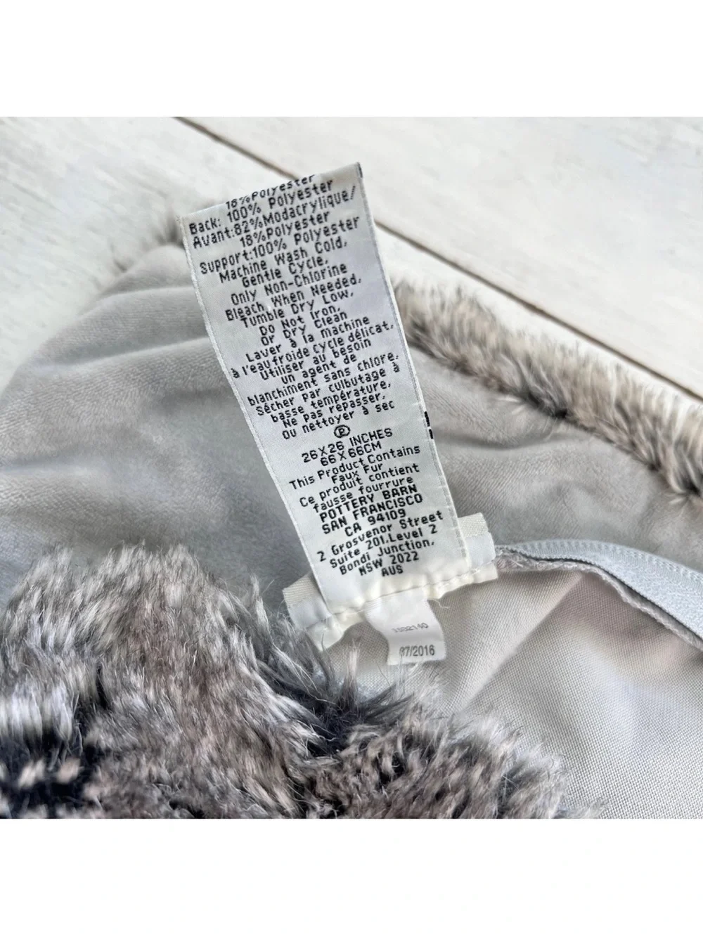 1 Pottery Barn Faux FUR warm gray brown OMBRÉ pillow COVER EURO 26 x 26